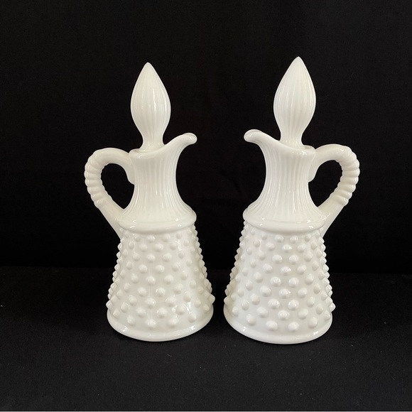 Fenton Dining Rare Fenton Hobnail Milk Glass Set Of Large Cruets Poshmark